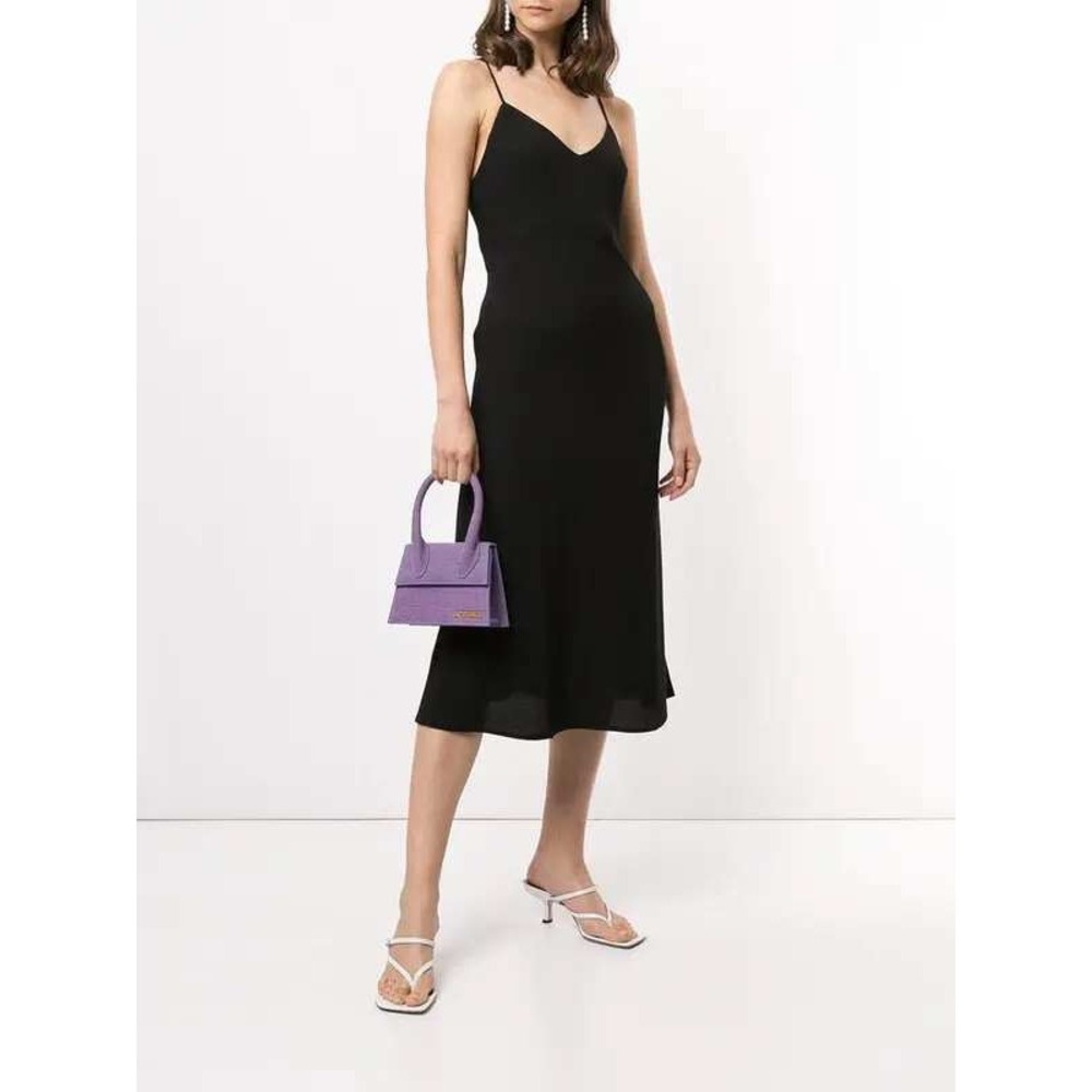Reformation Chianti Tie Fastening Midi Dress Black Strappy Slip Dress Size‎ M